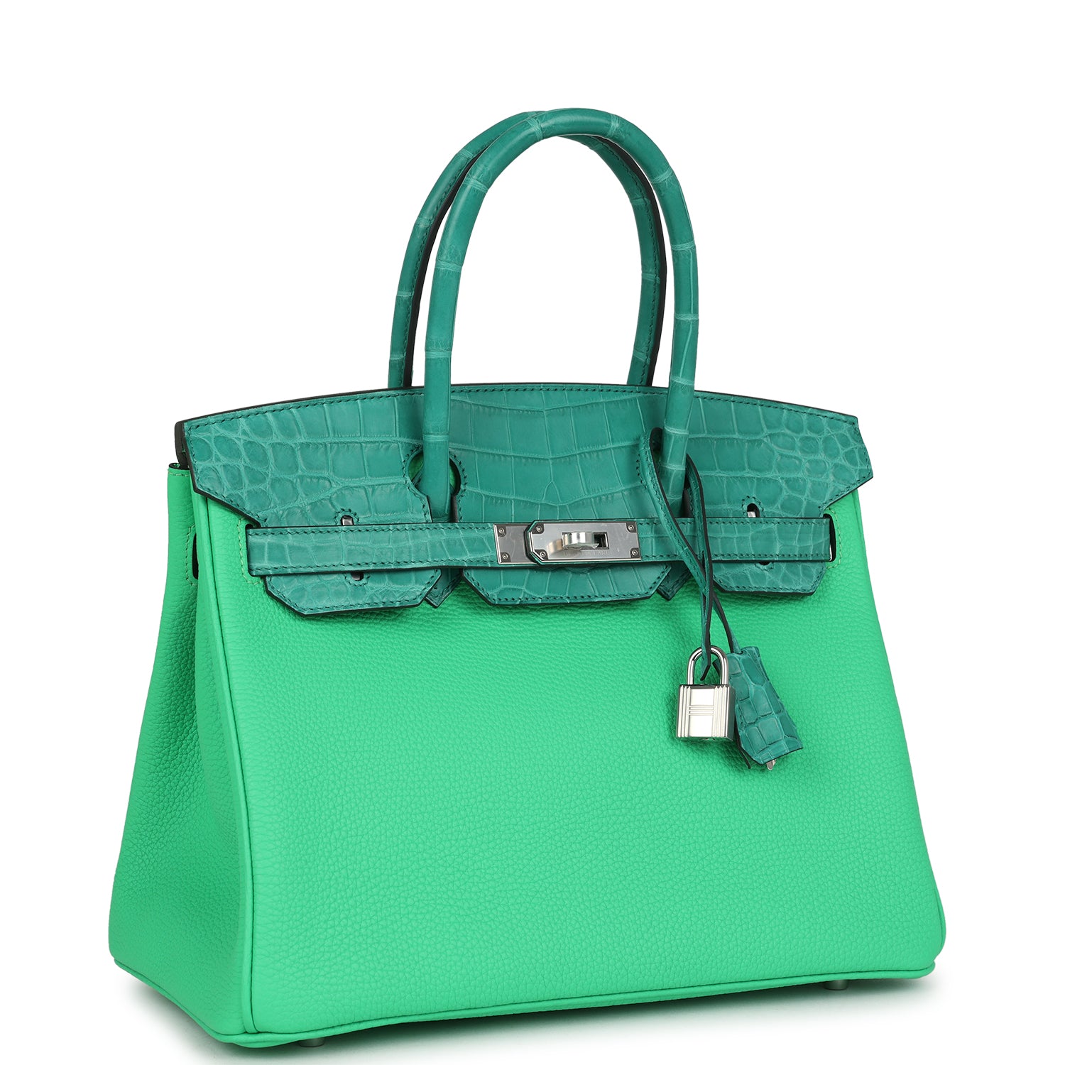 Birkin 30 Vert Comics Togo and Vert Jade Niloticus Crocodile Touch Palladium Hardware Bag