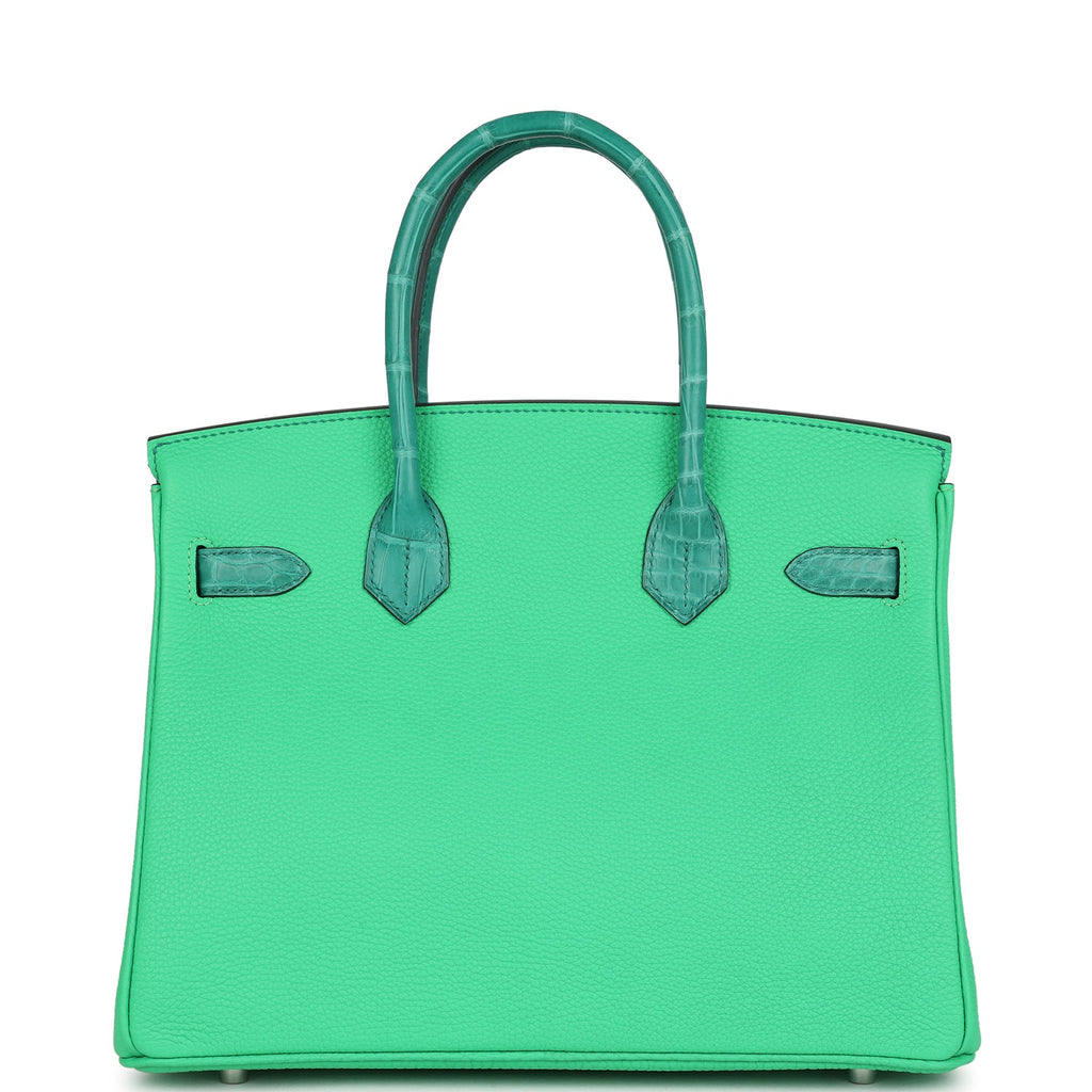Birkin 30 Vert Comics Togo and Vert Jade Niloticus Crocodile Touch Palladium Hardware Bag
