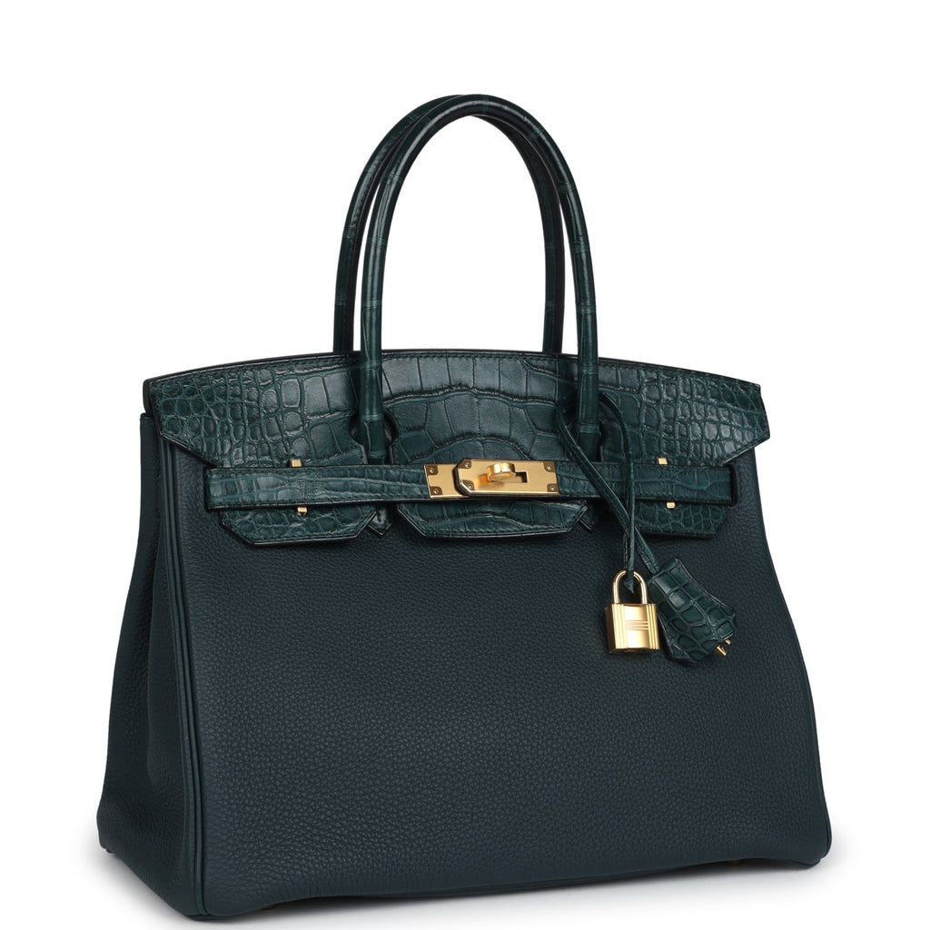 Birkin 30 Vert Cypress Togo and Matte Alligator Touch Gold Hardware Bag