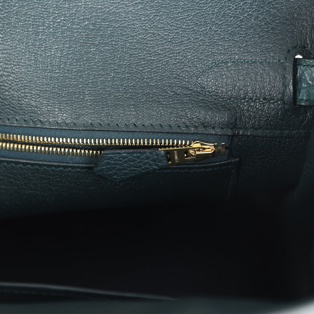 Birkin 30 Vert Cypress Togo and Matte Alligator Touch Gold Hardware Bag