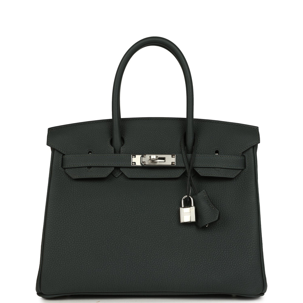 Birkin 30 Vert Fonce Togo Palladium Hardware Bag