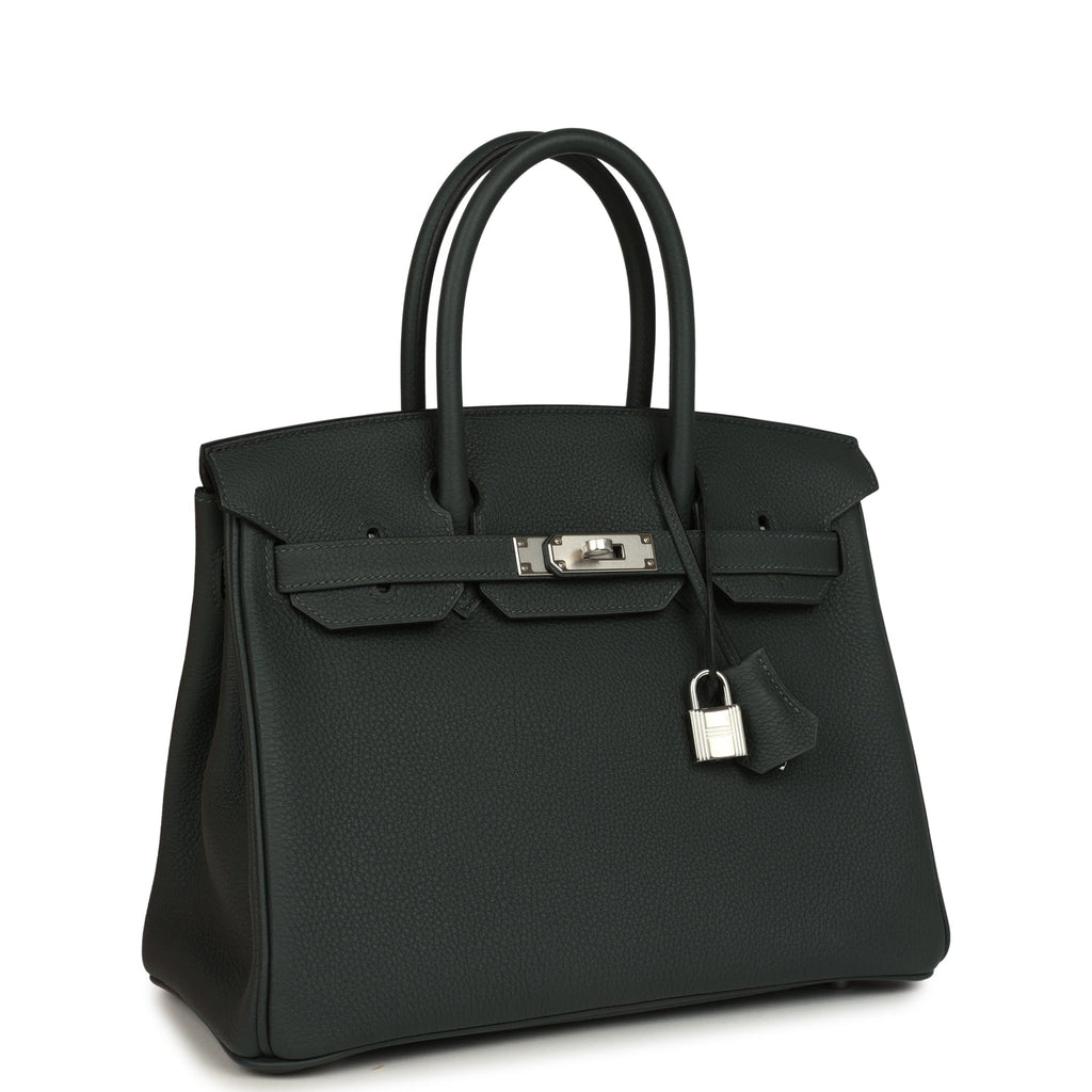 Birkin 30 Vert Fonce Togo Palladium Hardware Bag
