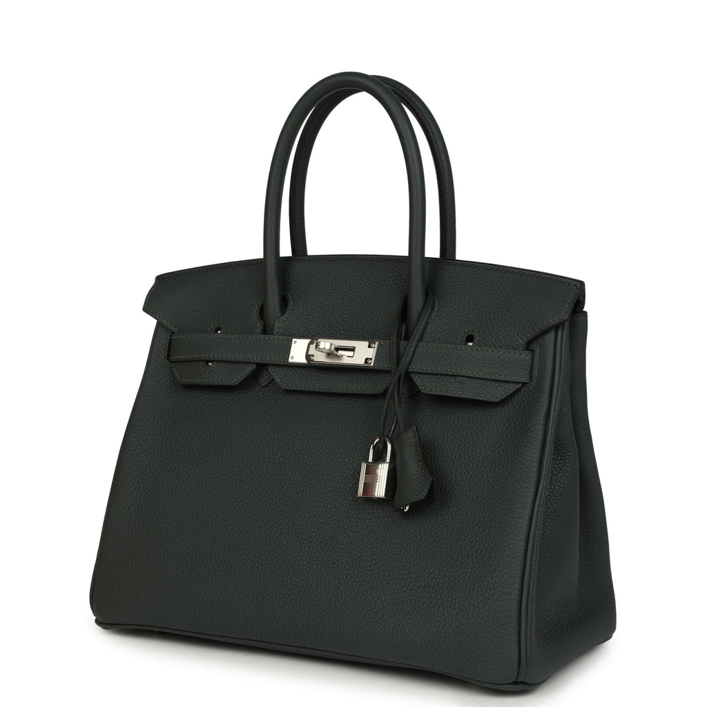Birkin 30 Vert Fonce Togo Palladium Hardware Bag