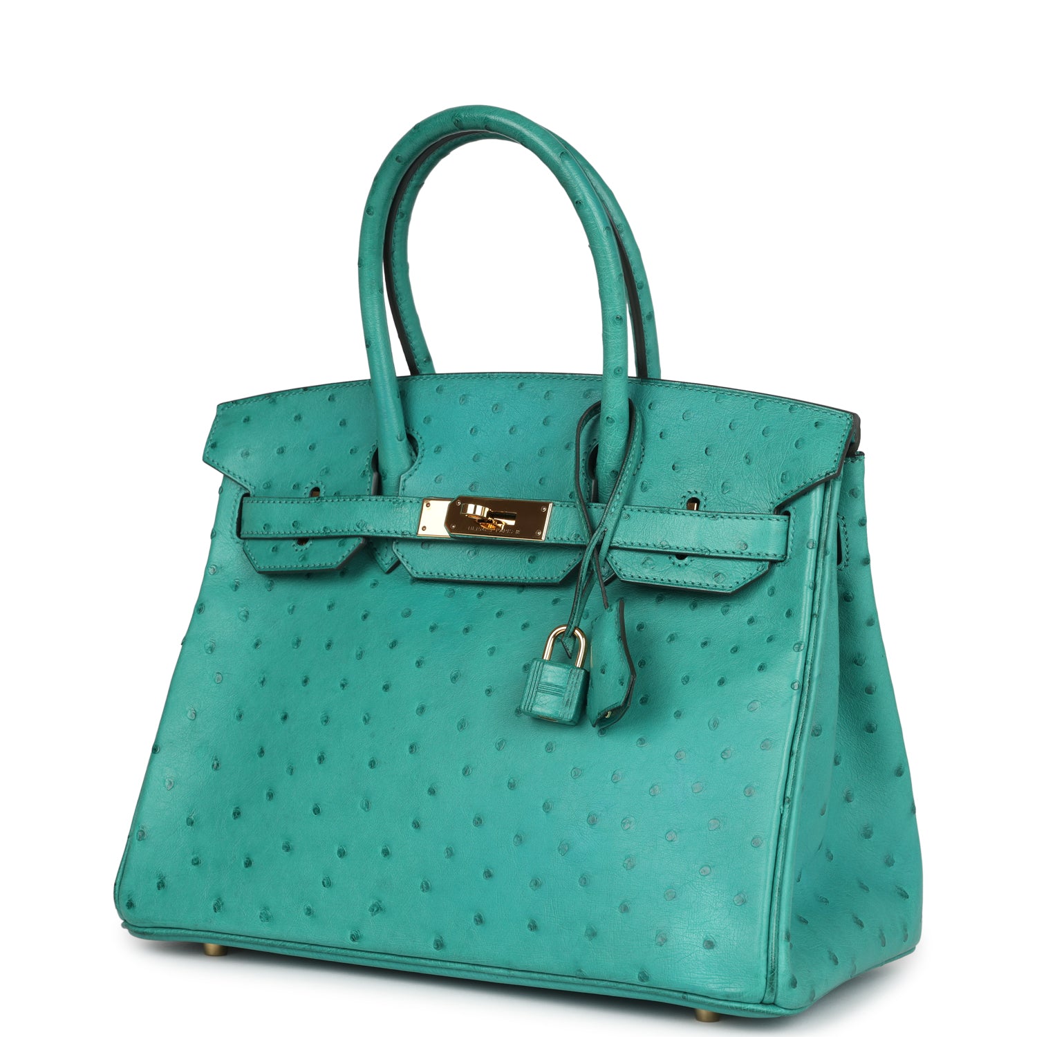 Birkin 30 Vert Verone Ostrich Gold Hardware Bag