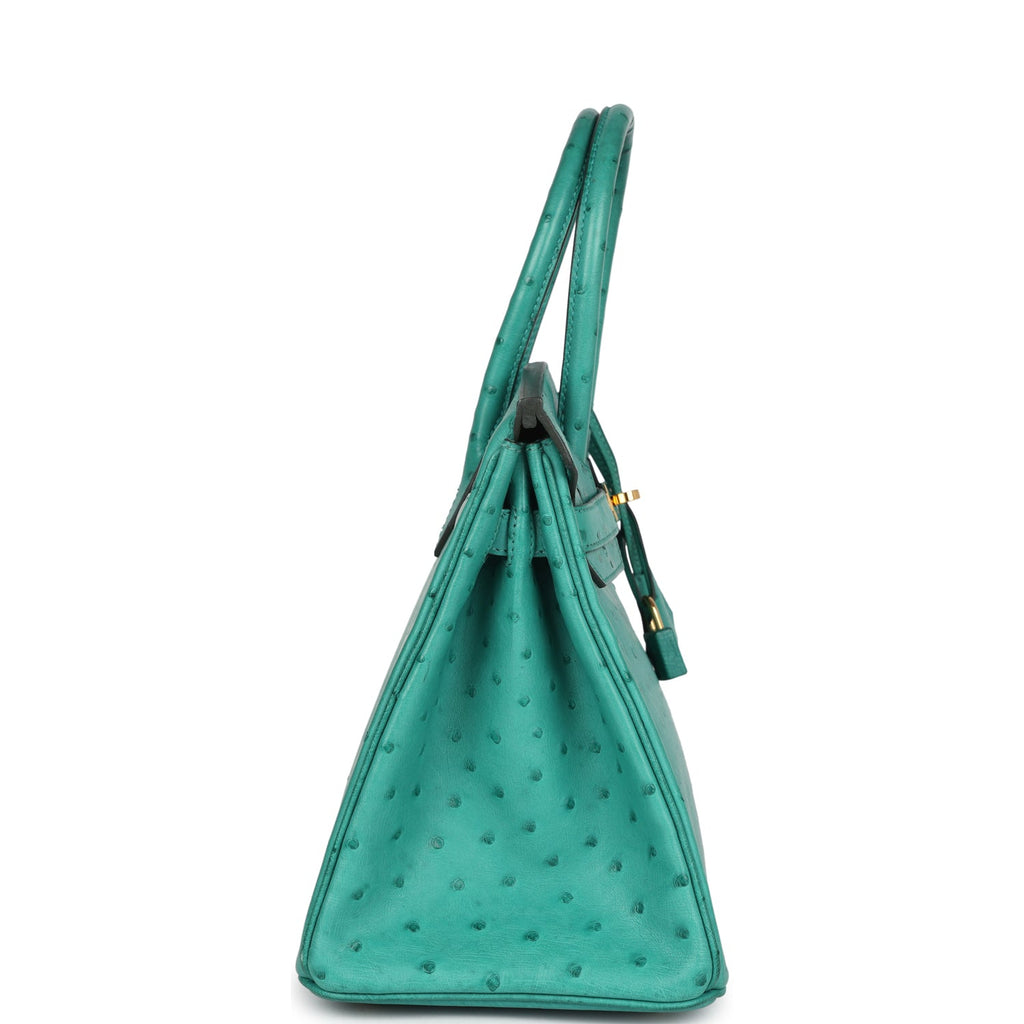 Birkin 30 Vert Verone Ostrich Gold Hardware Bag