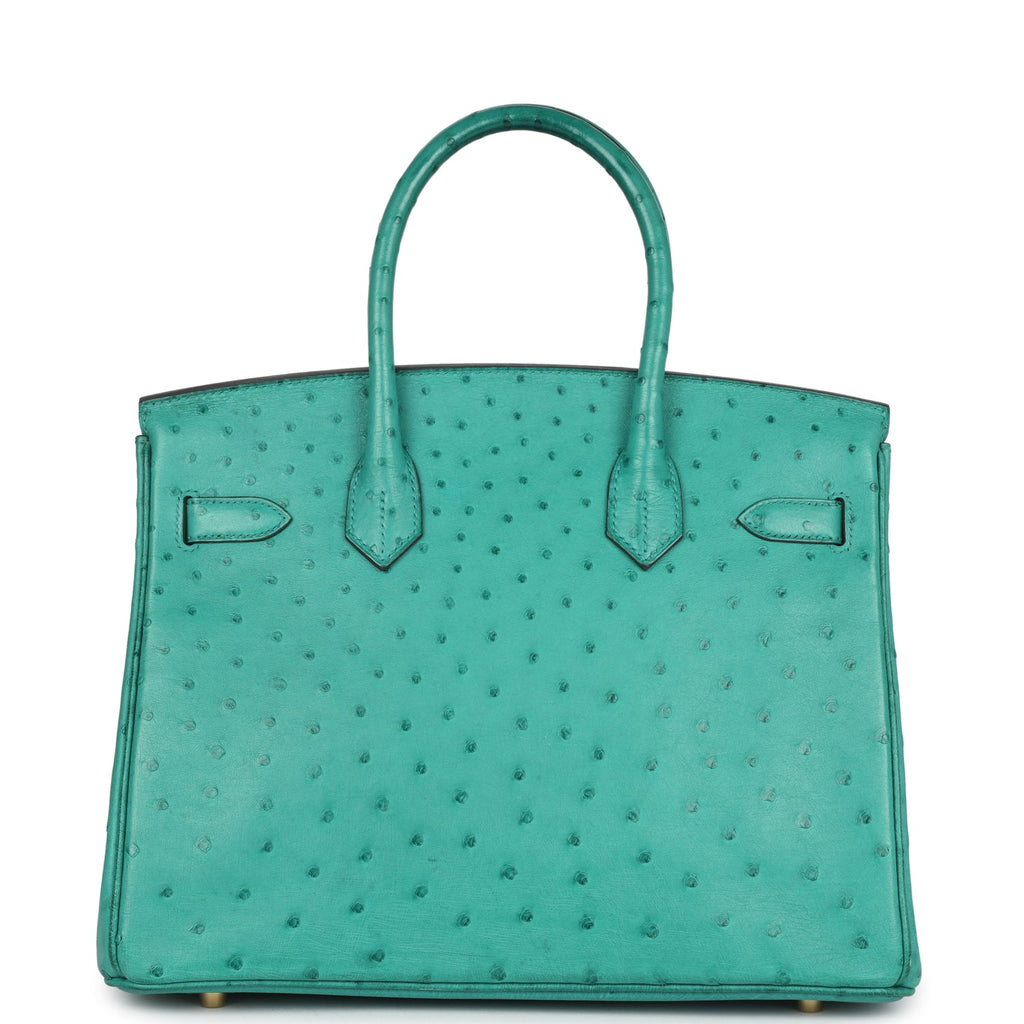 Birkin 30 Vert Verone Ostrich Gold Hardware Bag