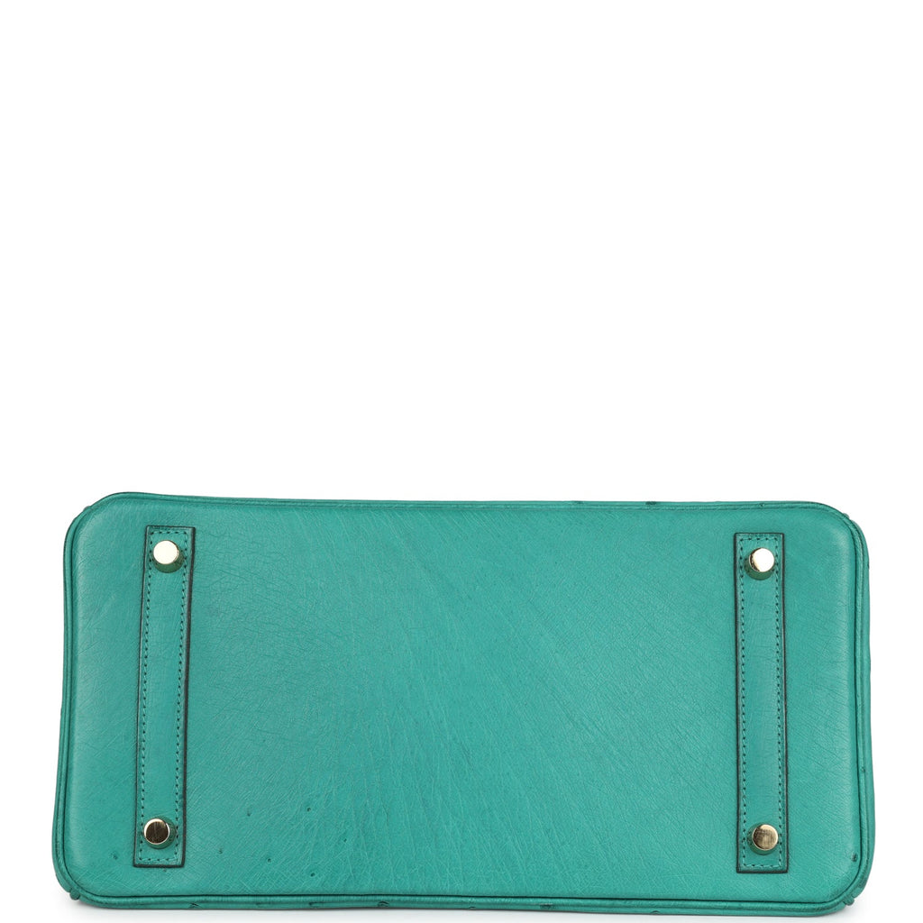 Birkin 30 Vert Verone Ostrich Gold Hardware Bag