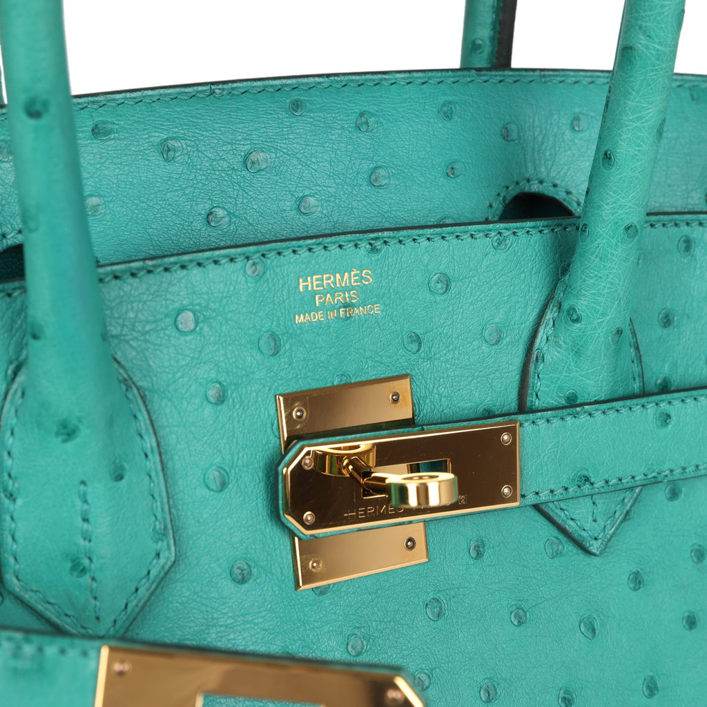 Birkin 30 Vert Verone Ostrich Gold Hardware Bag