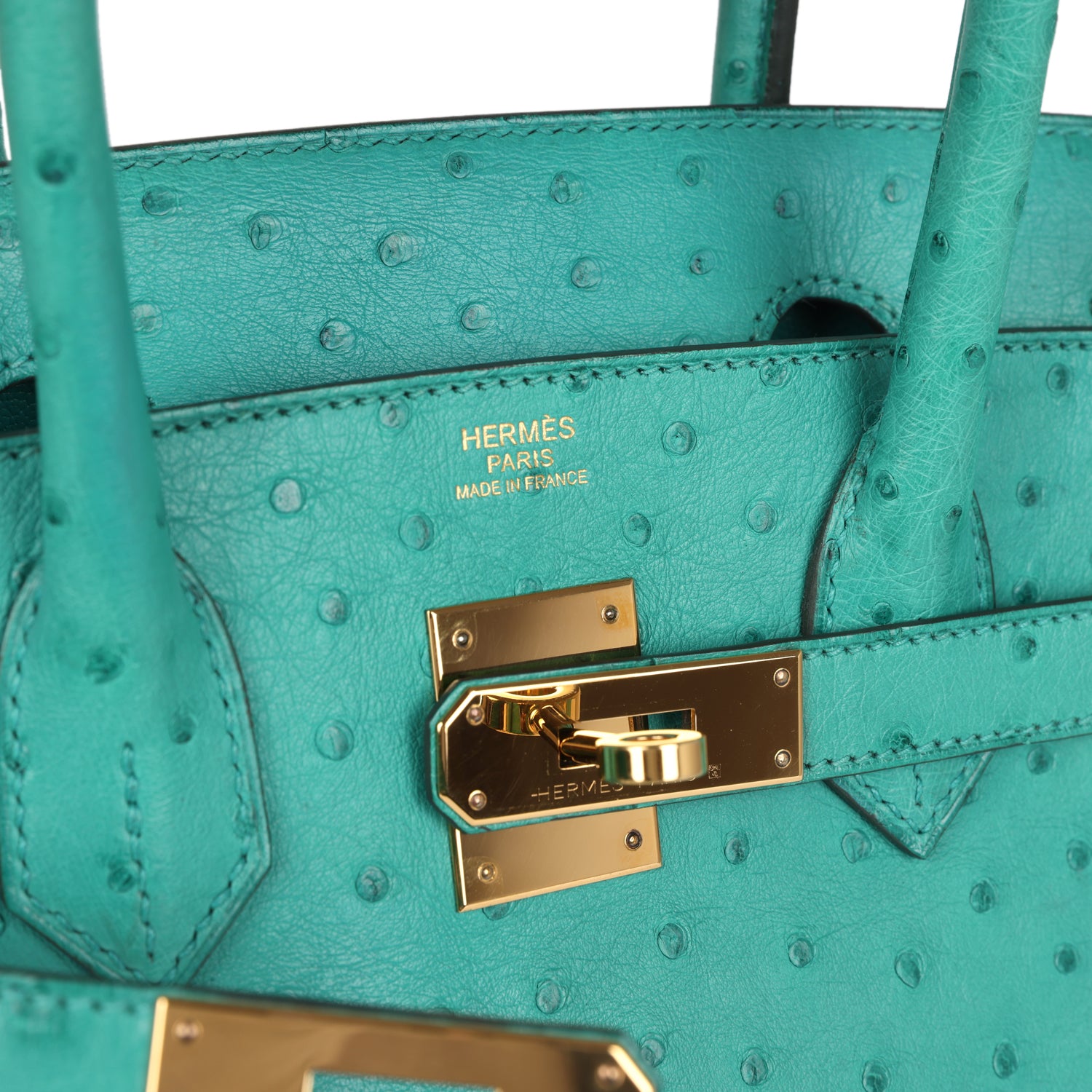 Birkin 30 Vert Verone Ostrich Gold Hardware Bag