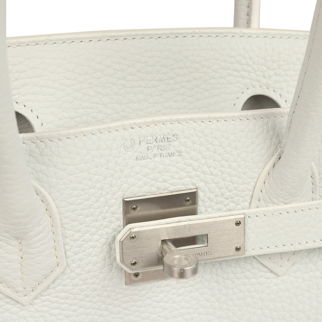 Birkin 30 White Clemence Brushed Palladium Hardware Bag