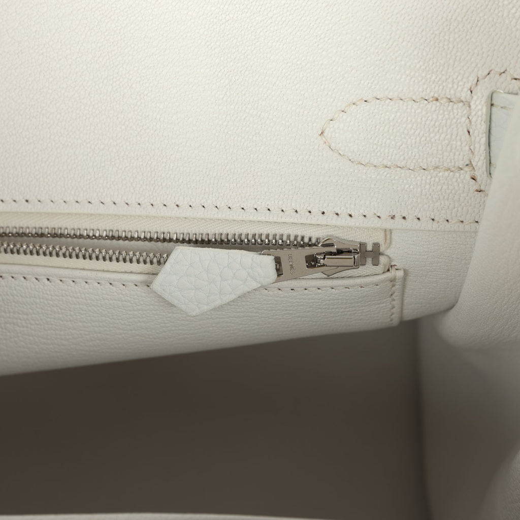 Birkin 30 White Clemence Brushed Palladium Hardware Bag