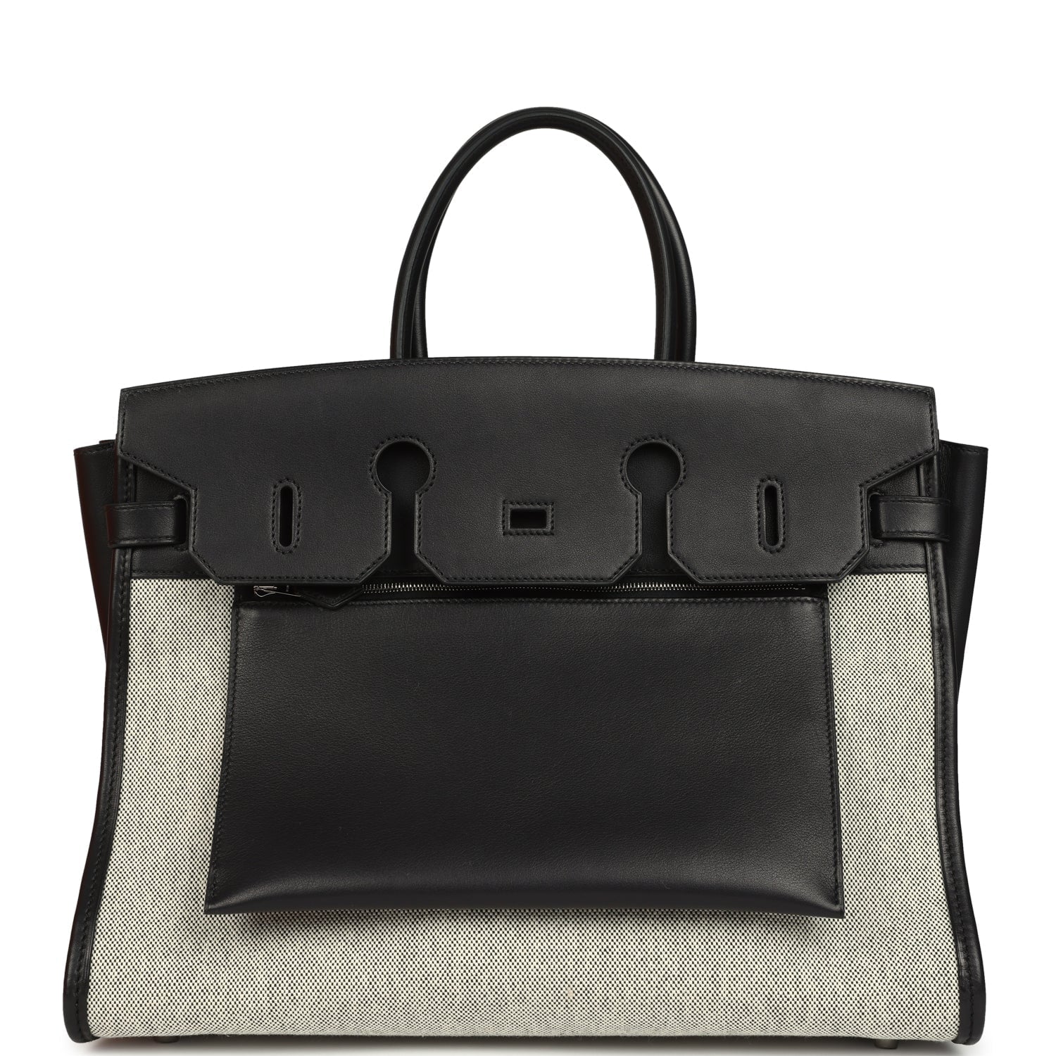 Birkin 35 A L'Envers Black-Ecru Toile H Canvas and Black Volupto Palladium Hardware