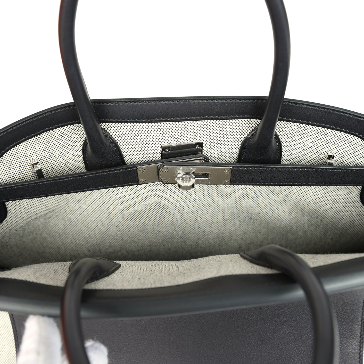 Birkin 35 A L'Envers Black-Ecru Toile H Canvas and Black Volupto Palladium Hardware