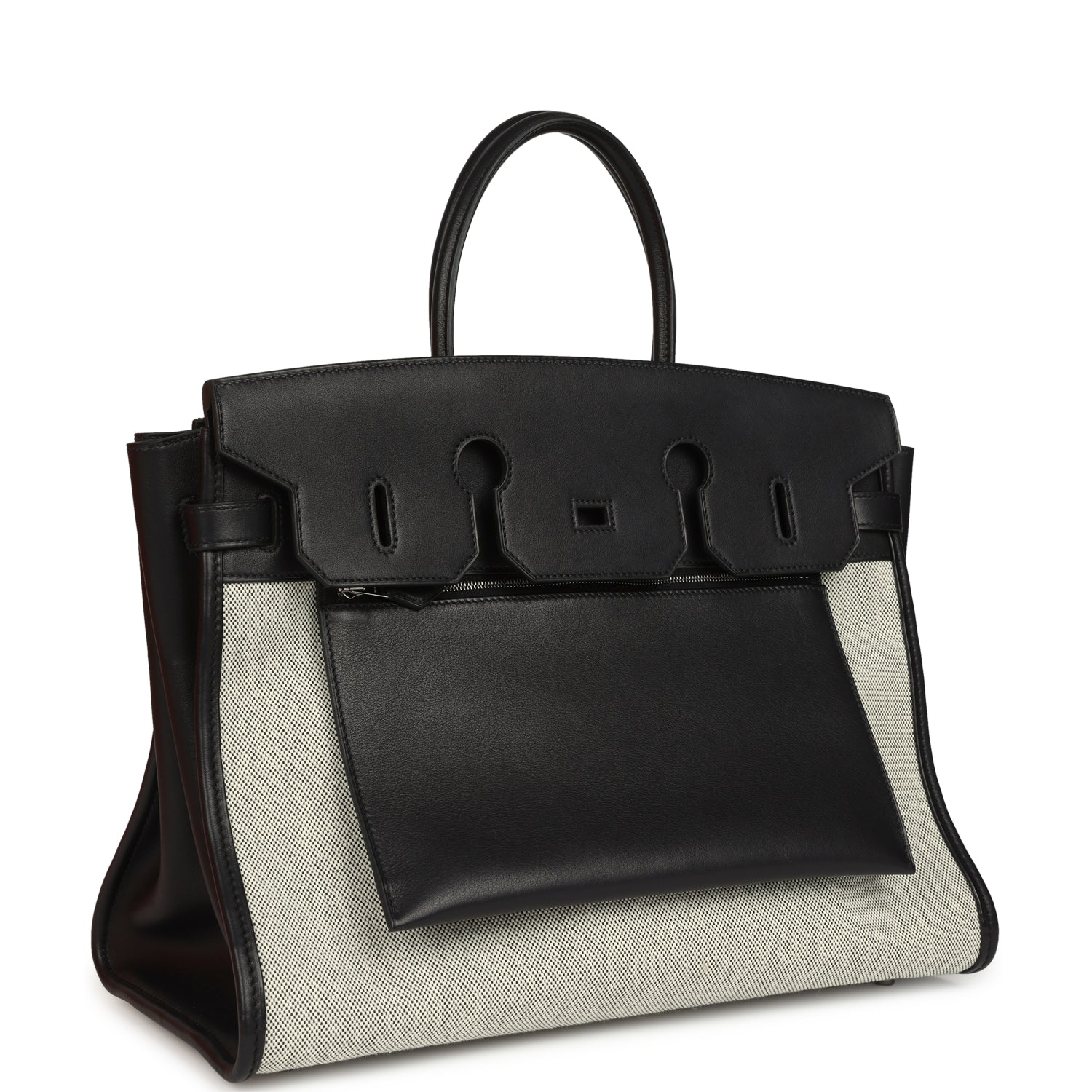 Birkin 35 A L'Envers Black-Ecru Toile H Canvas and Black Volupto Palladium Hardware