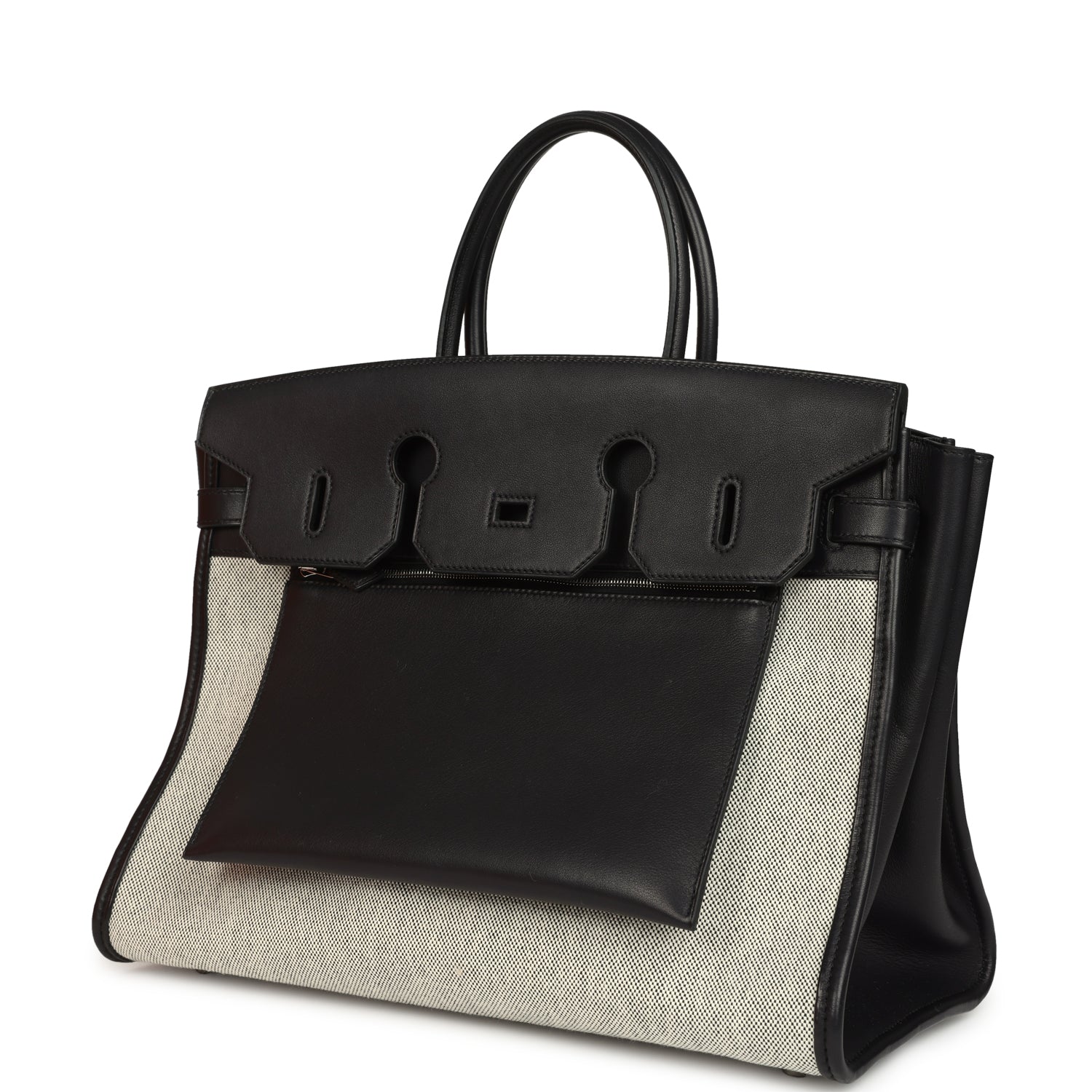 Birkin 35 A L'Envers Black-Ecru Toile H Canvas and Black Volupto Palladium Hardware