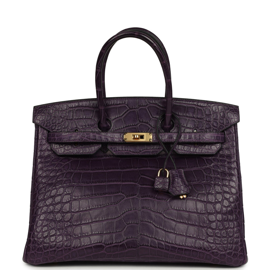 Birkin 35 Amethyst Matte Alligator Gold Hardware