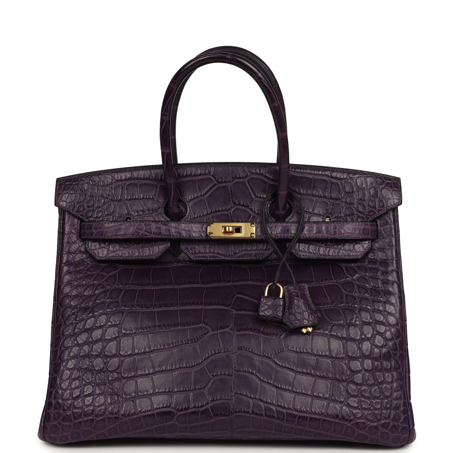 Birkin 35 Amethyst Matte Alligator Gold Hardware