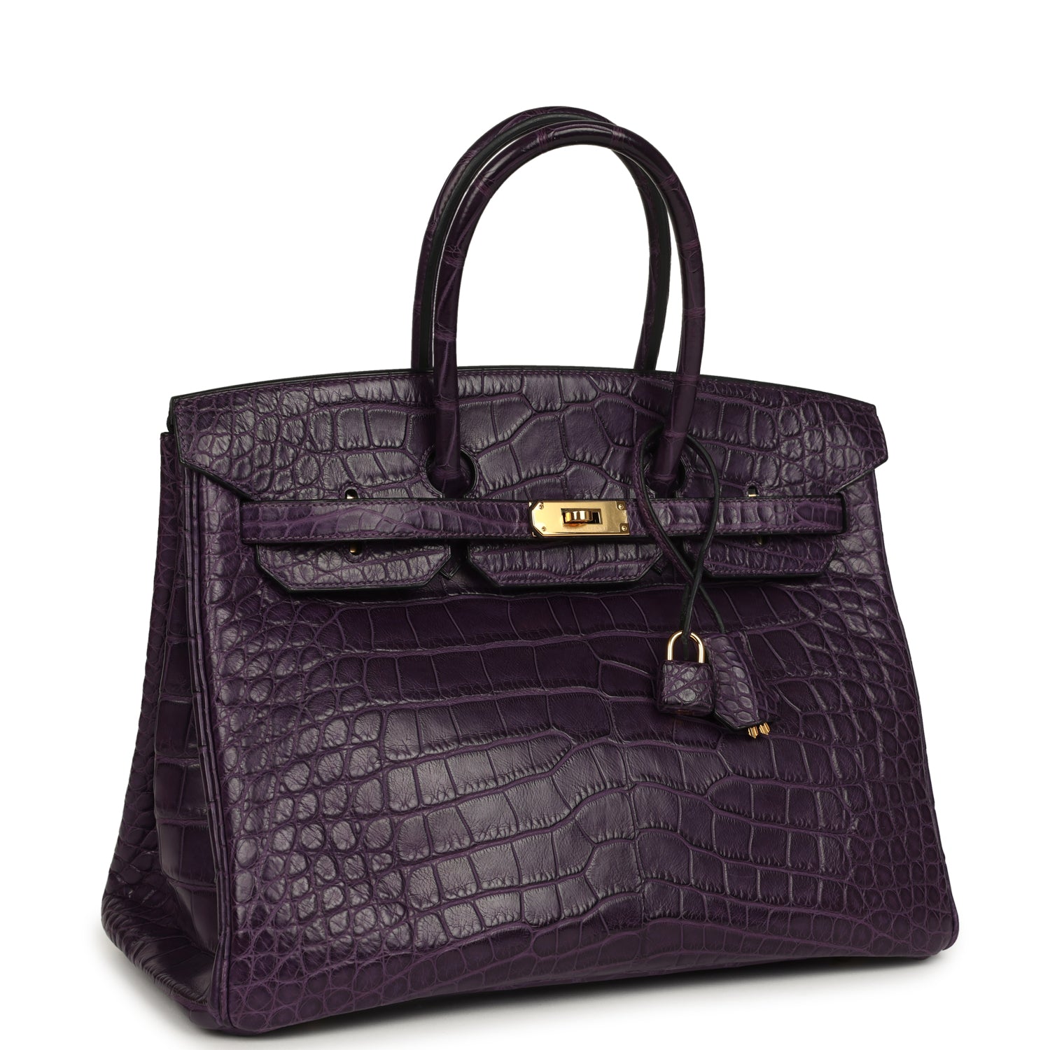 Birkin 35 Amethyst Matte Alligator Gold Hardware
