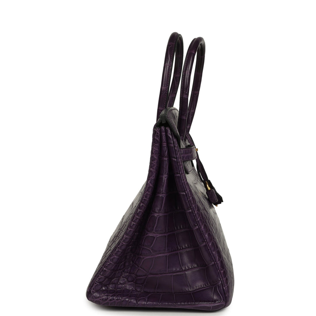 Birkin 35 Amethyst Matte Alligator Gold Hardware