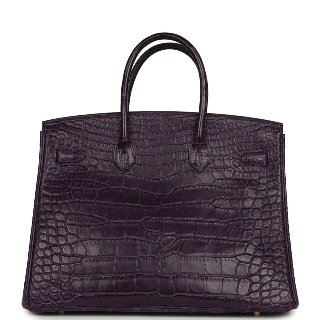 Birkin 35 Amethyst Matte Alligator Gold Hardware