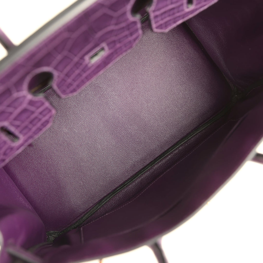 Birkin 35 Amethyst Matte Alligator Gold Hardware