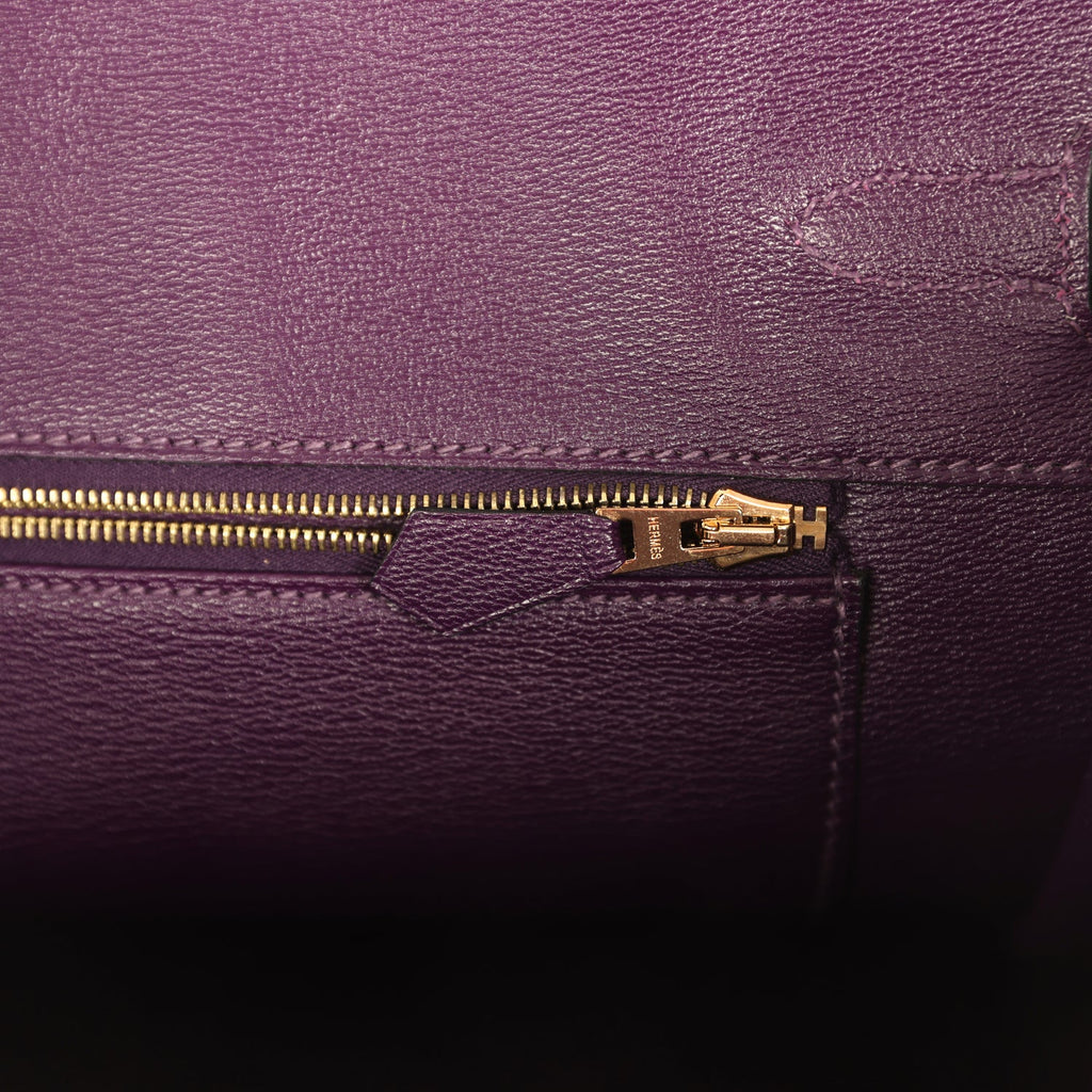 Birkin 35 Amethyst Matte Alligator Gold Hardware