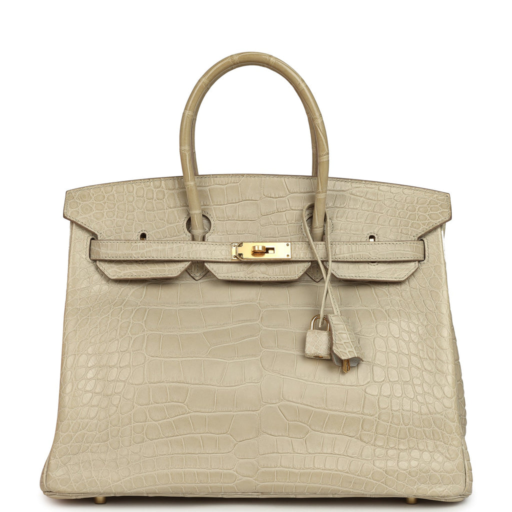 Birkin 35 Beton Matte Alligator Gold Hardware