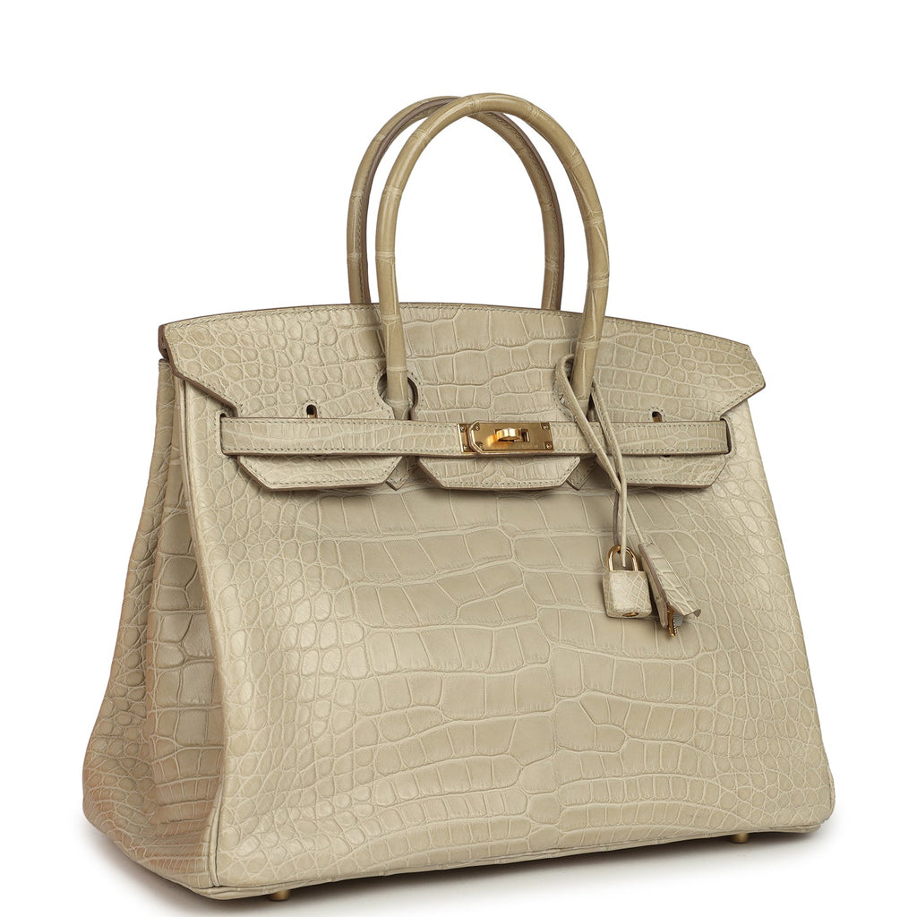 Birkin 35 Beton Matte Alligator Gold Hardware