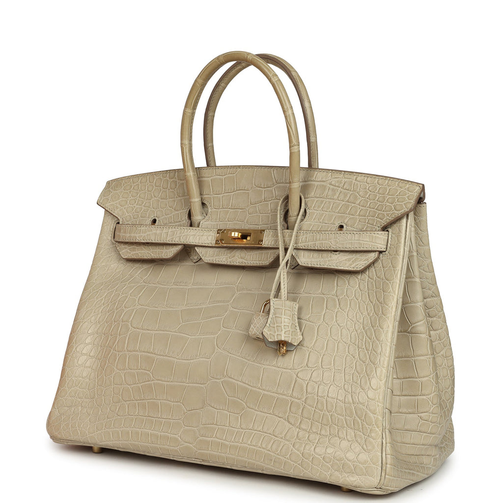 Birkin 35 Beton Matte Alligator Gold Hardware