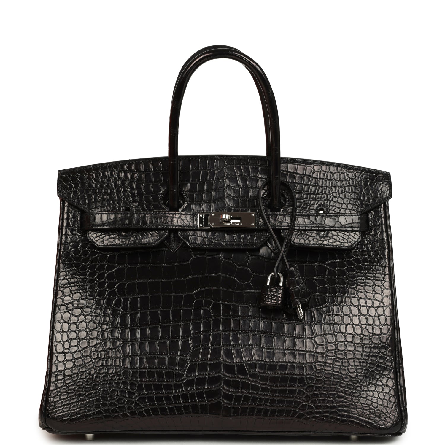 Birkin 35 Black Matte Porosus Crocodile Palladium Hardware