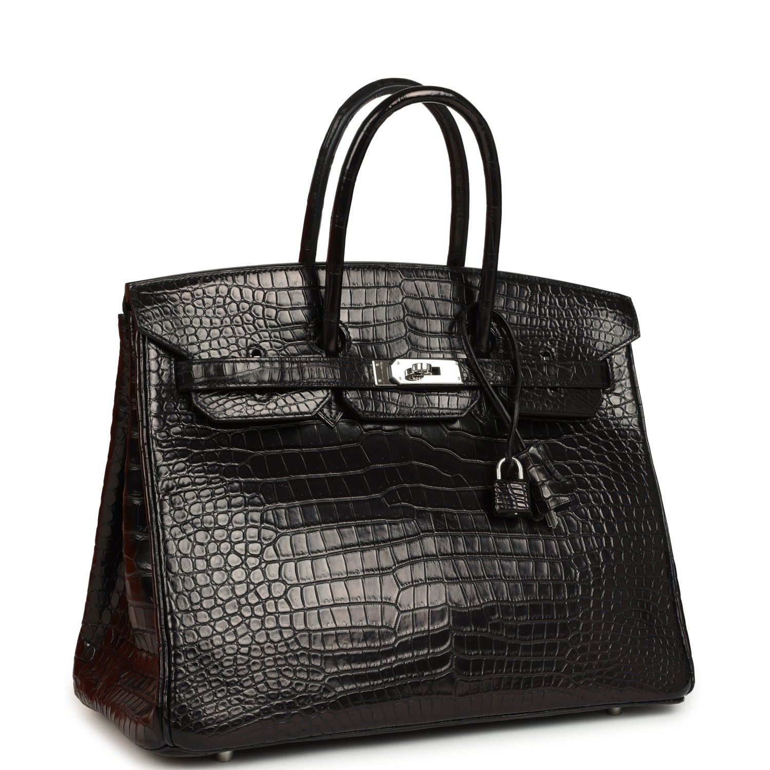 Birkin 35 Black Matte Porosus Crocodile Palladium Hardware