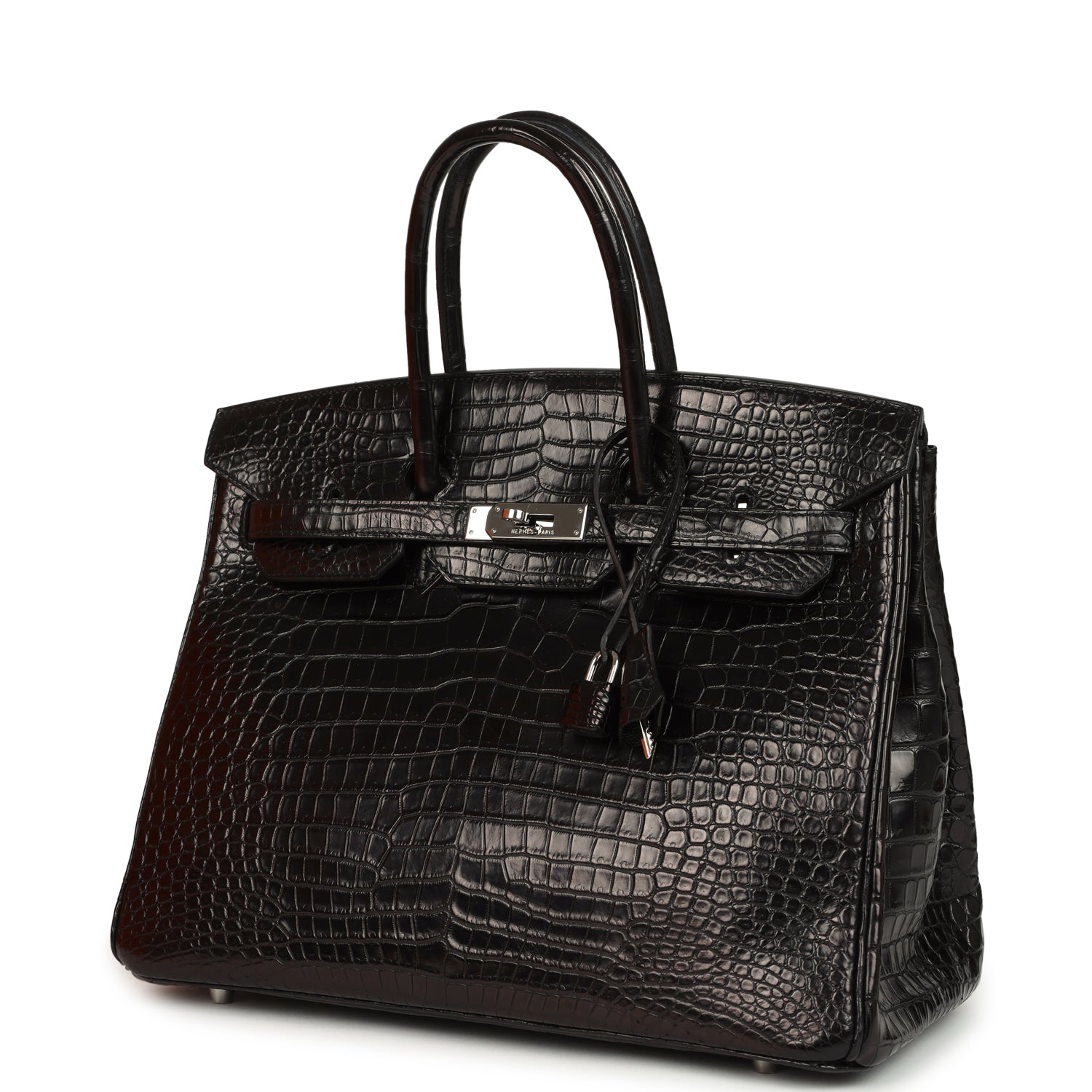 Birkin 35 Black Matte Porosus Crocodile Palladium Hardware