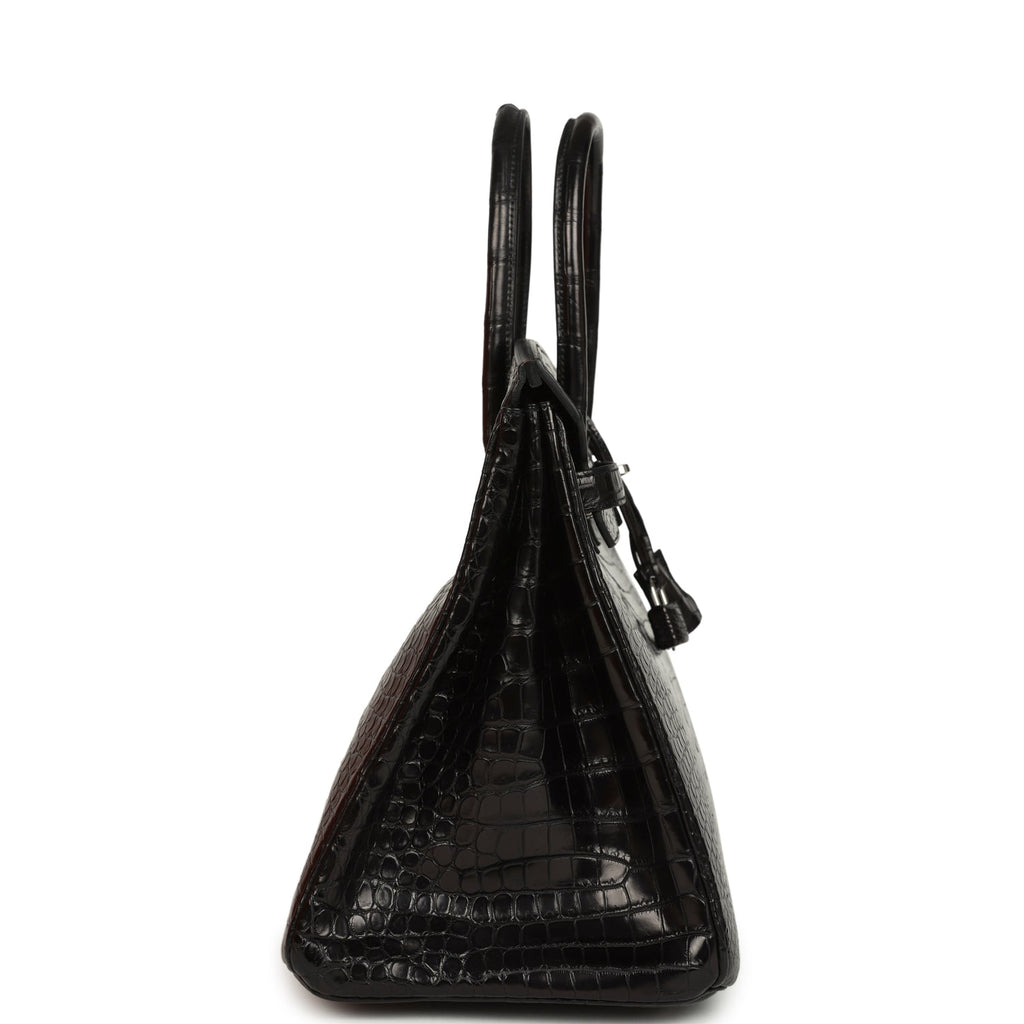 Birkin 35 Black Matte Porosus Crocodile Palladium Hardware