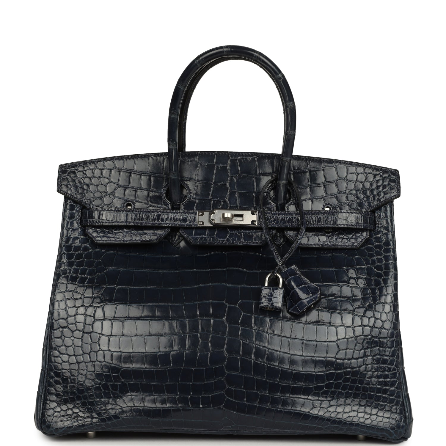 Birkin 35 Bleu Abysse Shiny Porosus Crocodile Palladium Hardware