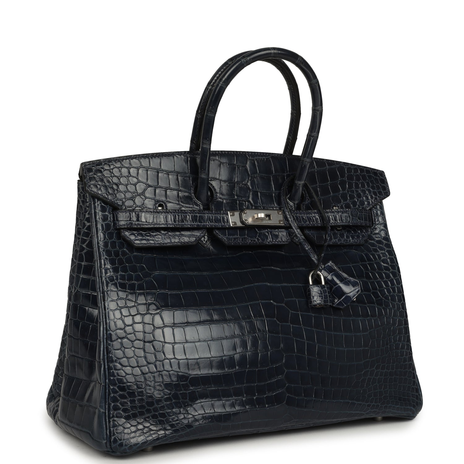 Birkin 35 Bleu Abysse Shiny Porosus Crocodile Palladium Hardware