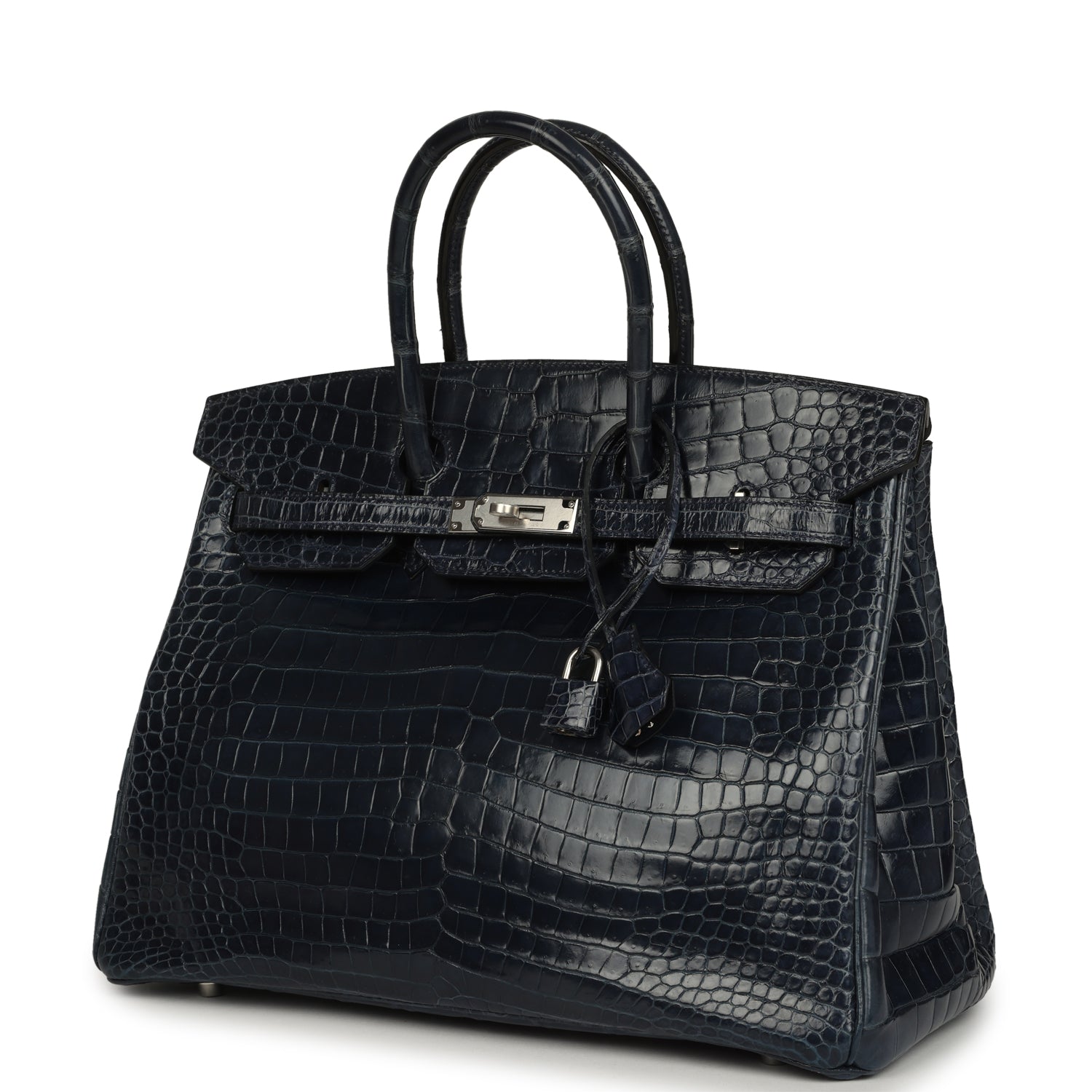 Birkin 35 Bleu Abysse Shiny Porosus Crocodile Palladium Hardware