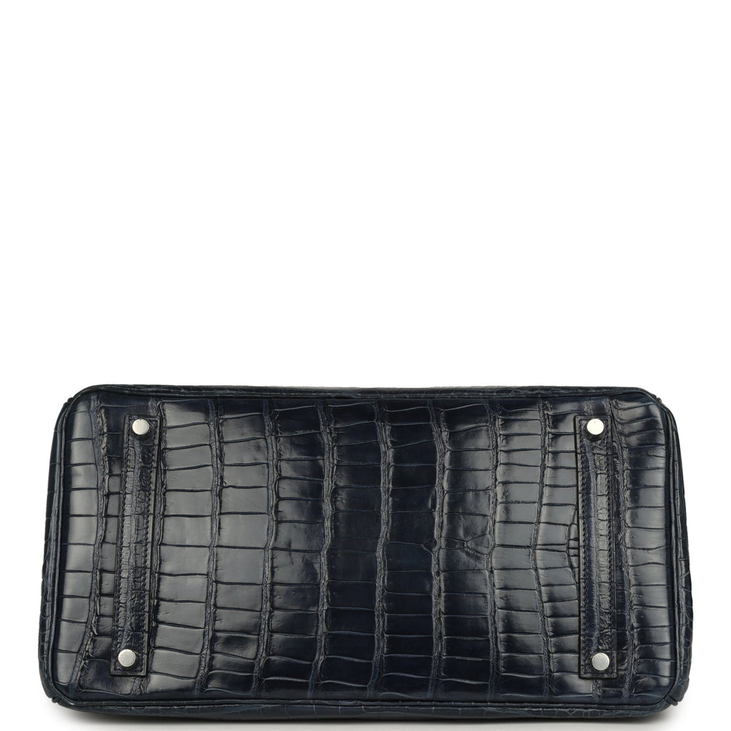 Birkin 35 Bleu Abysse Shiny Porosus Crocodile Palladium Hardware