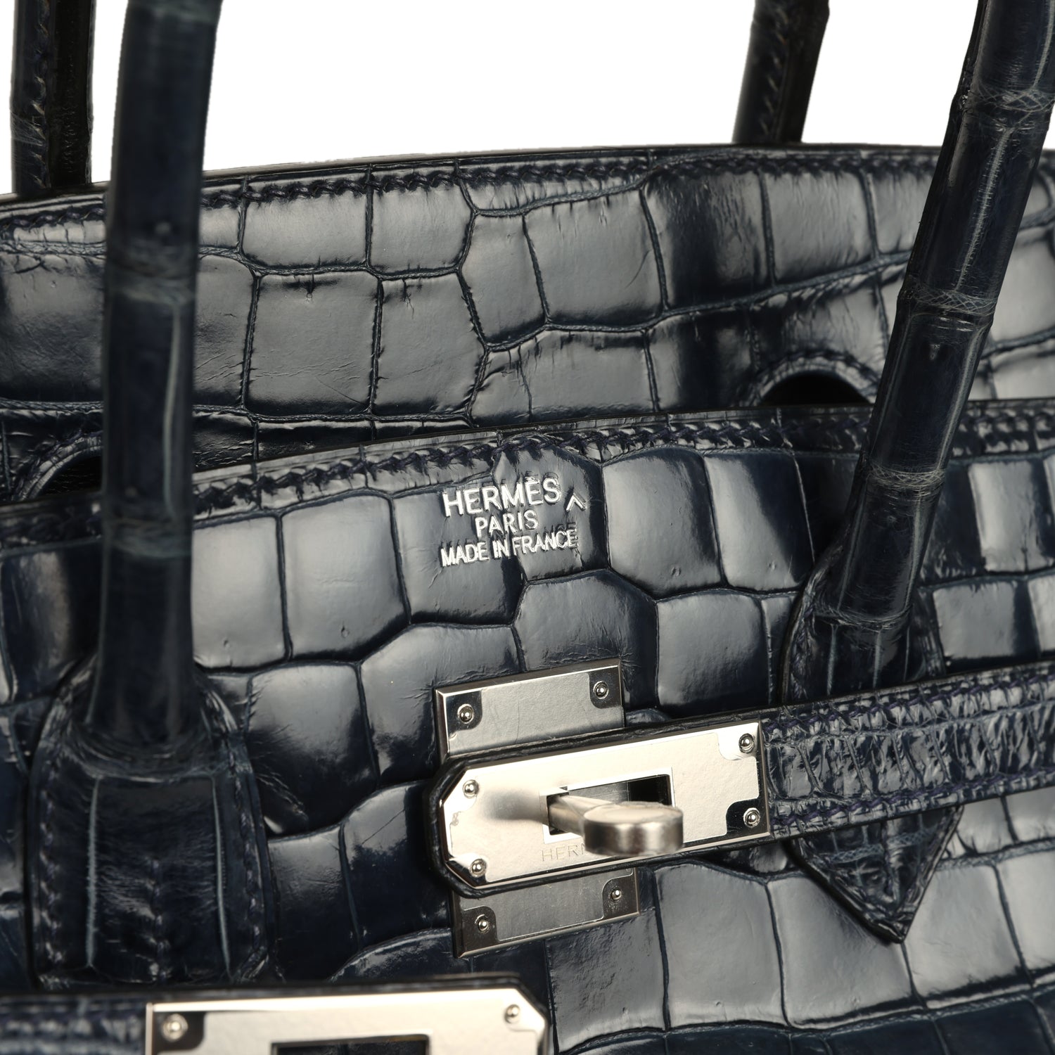 Birkin 35 Bleu Abysse Shiny Porosus Crocodile Palladium Hardware