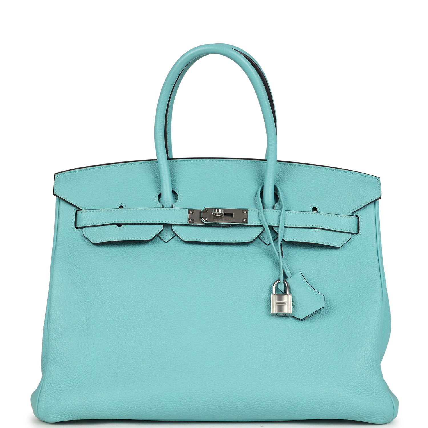 Birkin 35 Bleu Atoll Togo Palladium Hardware