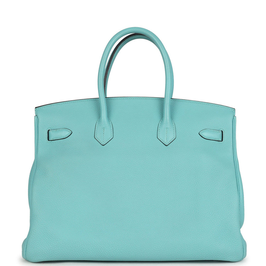 Birkin 35 Bleu Atoll Togo Palladium Hardware