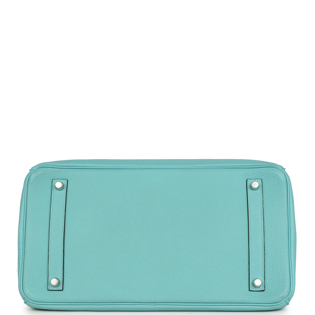 Birkin 35 Bleu Atoll Togo Palladium Hardware