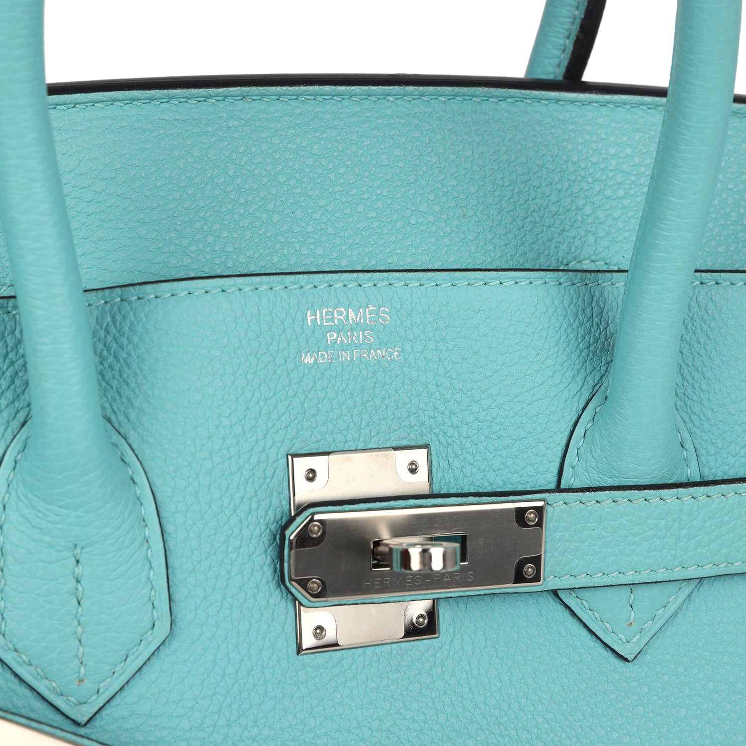 Birkin 35 Bleu Atoll Togo Palladium Hardware