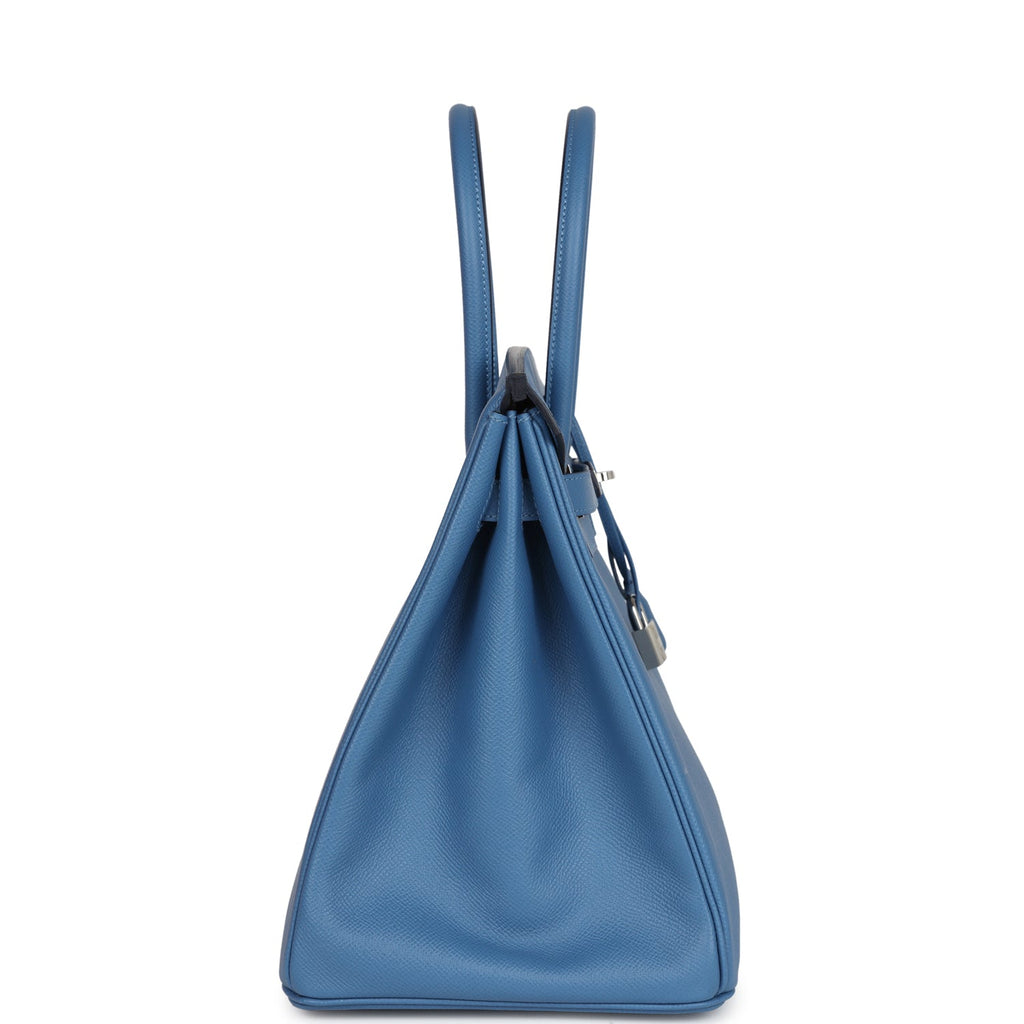 Birkin 35 Bleu Azur Epsom Palladium Hardware
