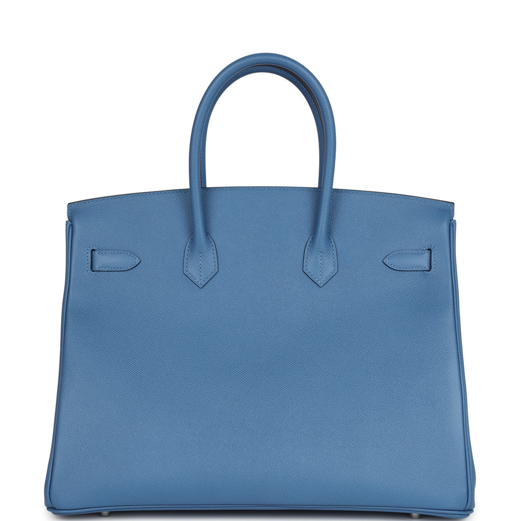 Birkin 35 Bleu Azur Epsom Palladium Hardware