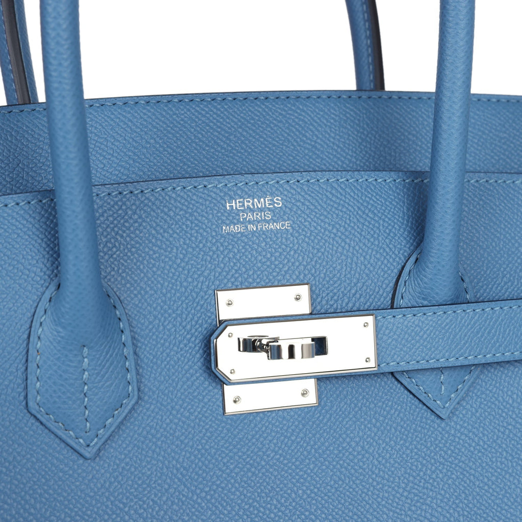 Birkin 35 Bleu Azur Epsom Palladium Hardware