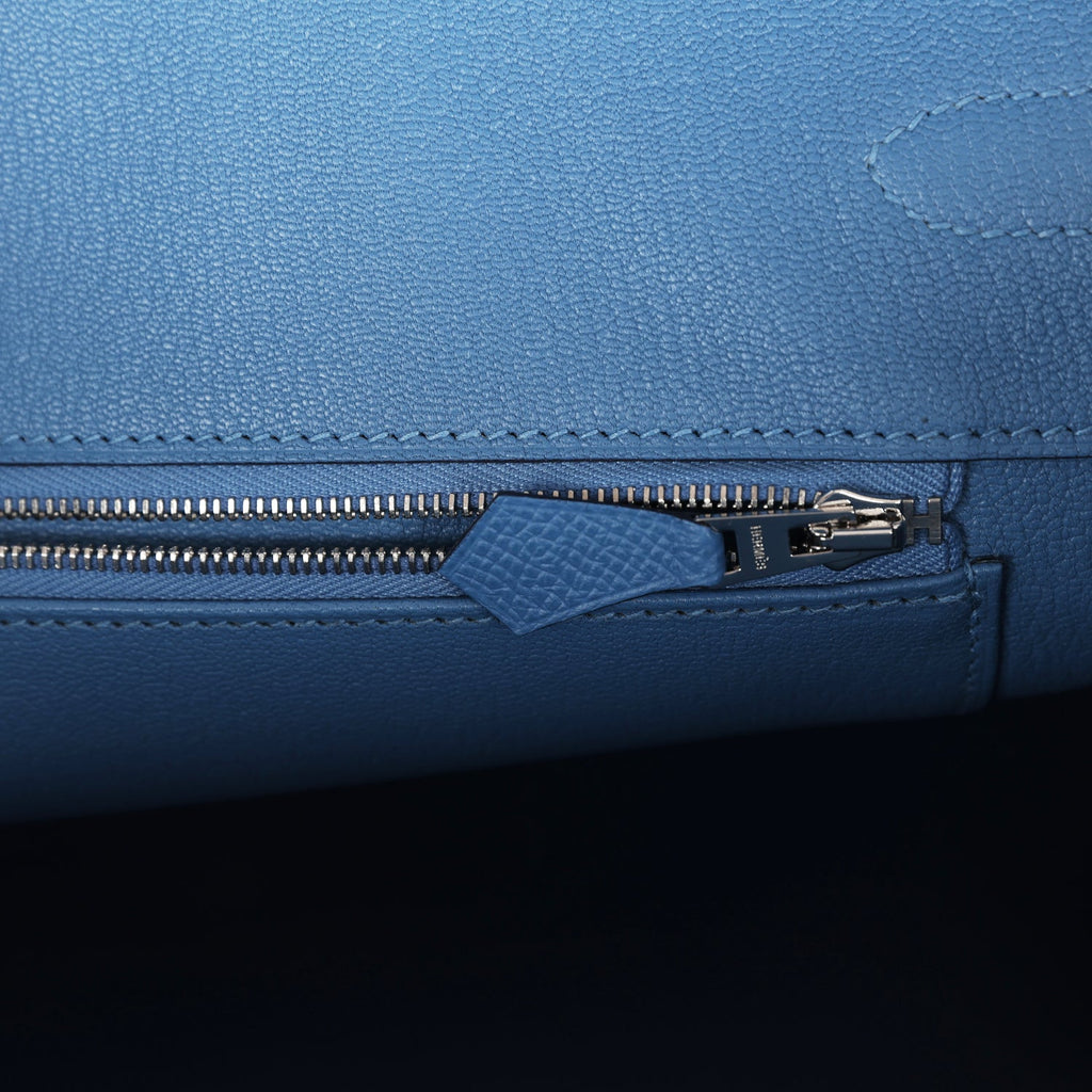 Birkin 35 Bleu Azur Epsom Palladium Hardware