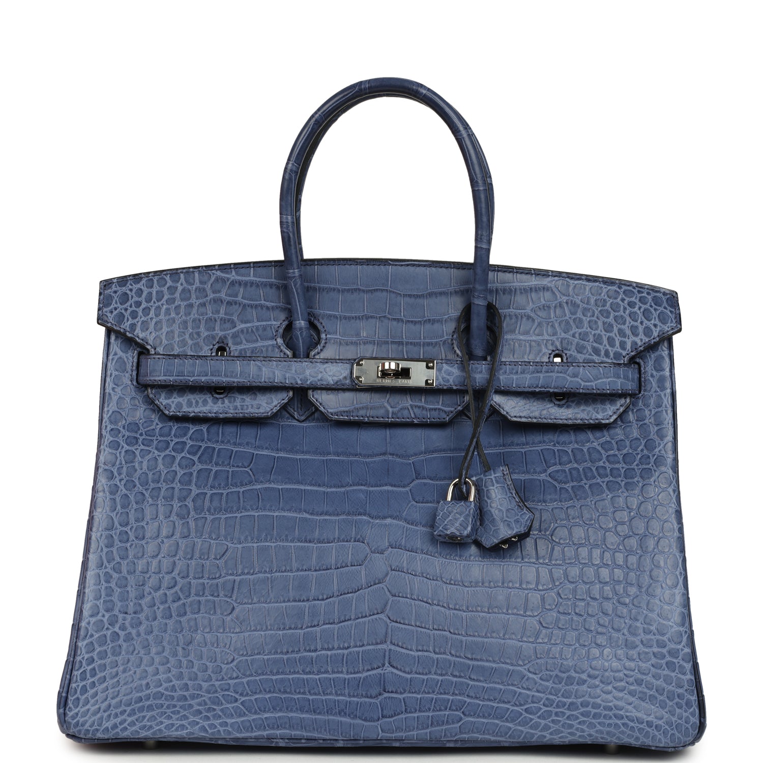 Birkin 35 Bleu Brighton Matte Porosus Crocodile Palladium Hardware