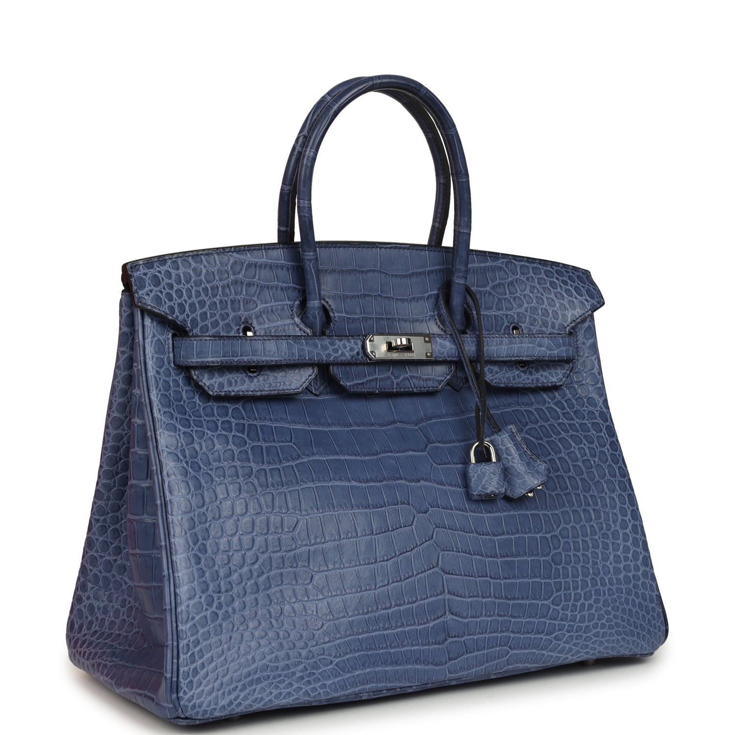 Birkin 35 Bleu Brighton Matte Porosus Crocodile Palladium Hardware