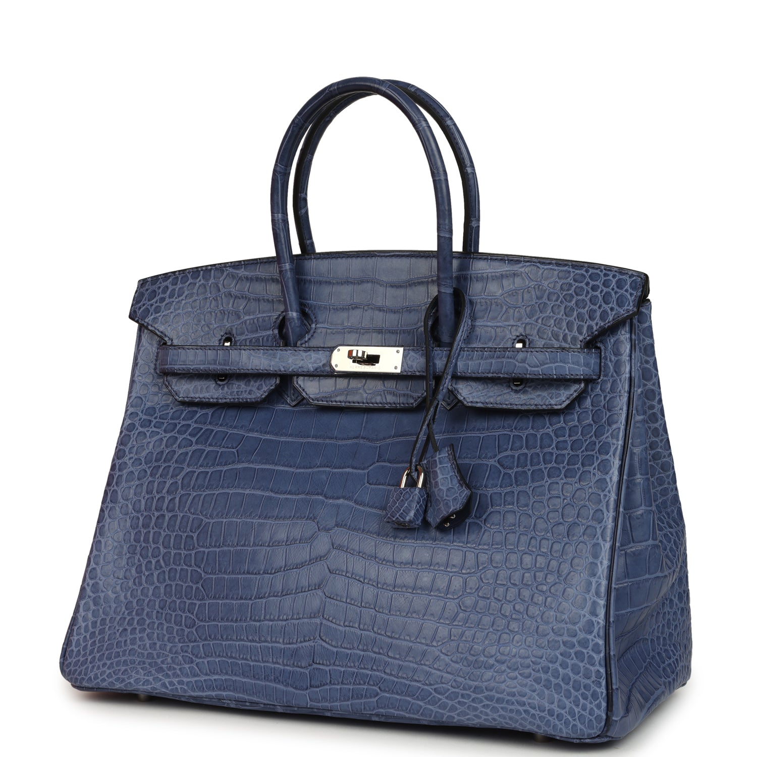 Birkin 35 Bleu Brighton Matte Porosus Crocodile Palladium Hardware