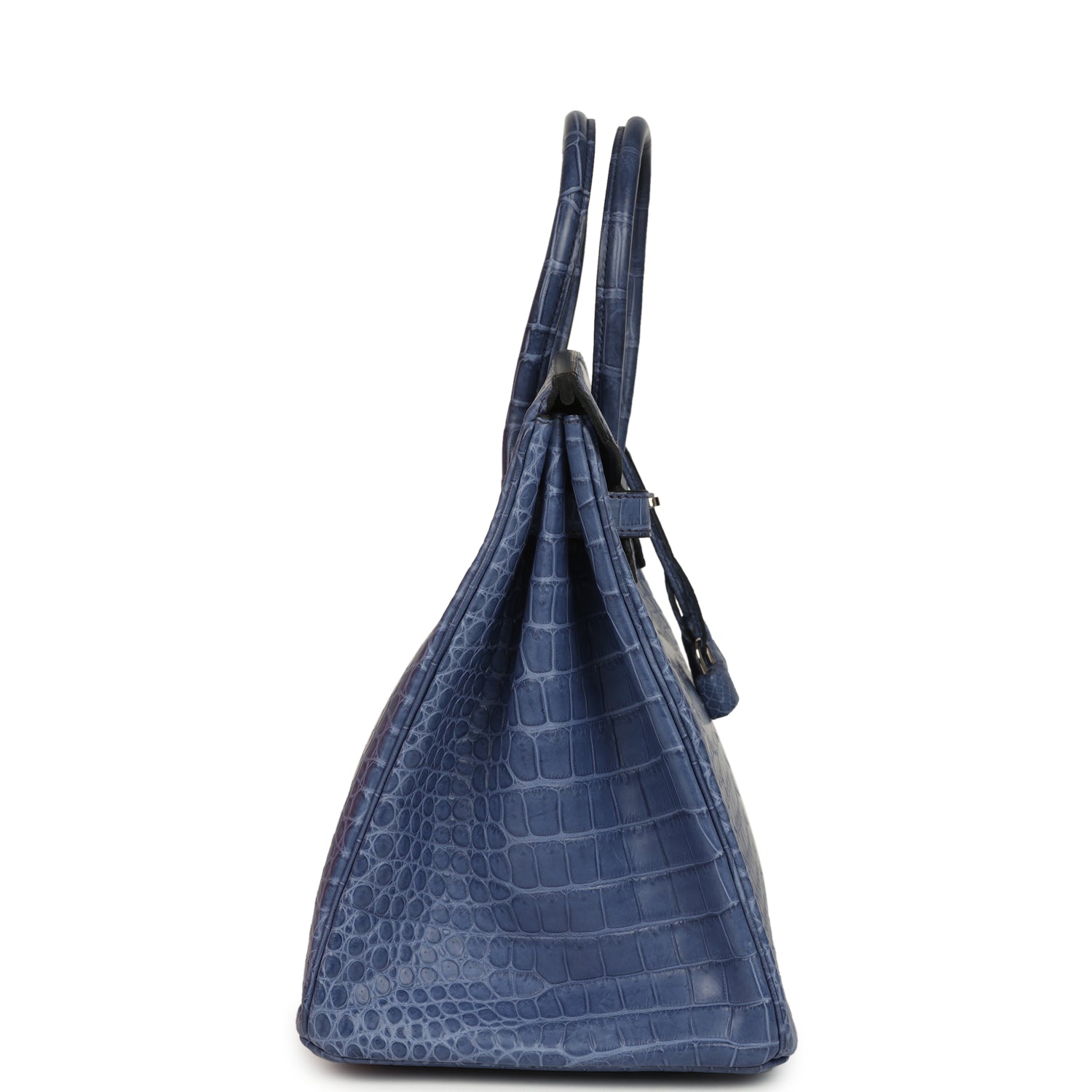 Birkin 35 Bleu Brighton Matte Porosus Crocodile Palladium Hardware